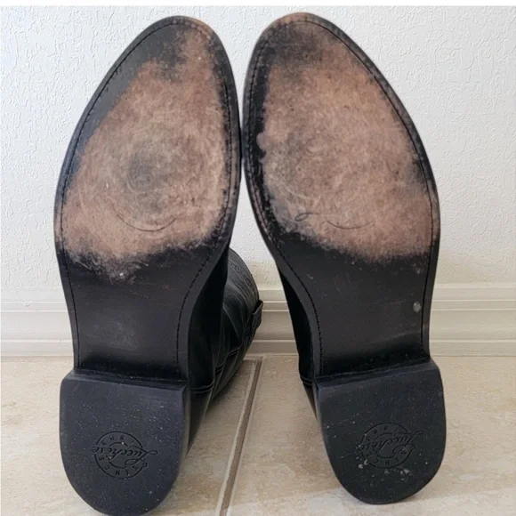 LUCCHESE Men's Lonestar Calf Round Toe Roper Boots In Black 10.5EE. - Picture 9 of 13